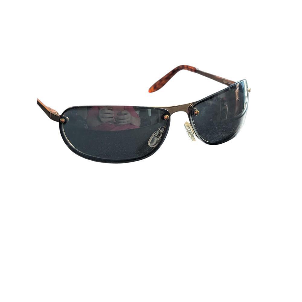 Kenneth Cole Reaction Sunglasses Half Rim Dark Lenses Metal Frame Chic Modern